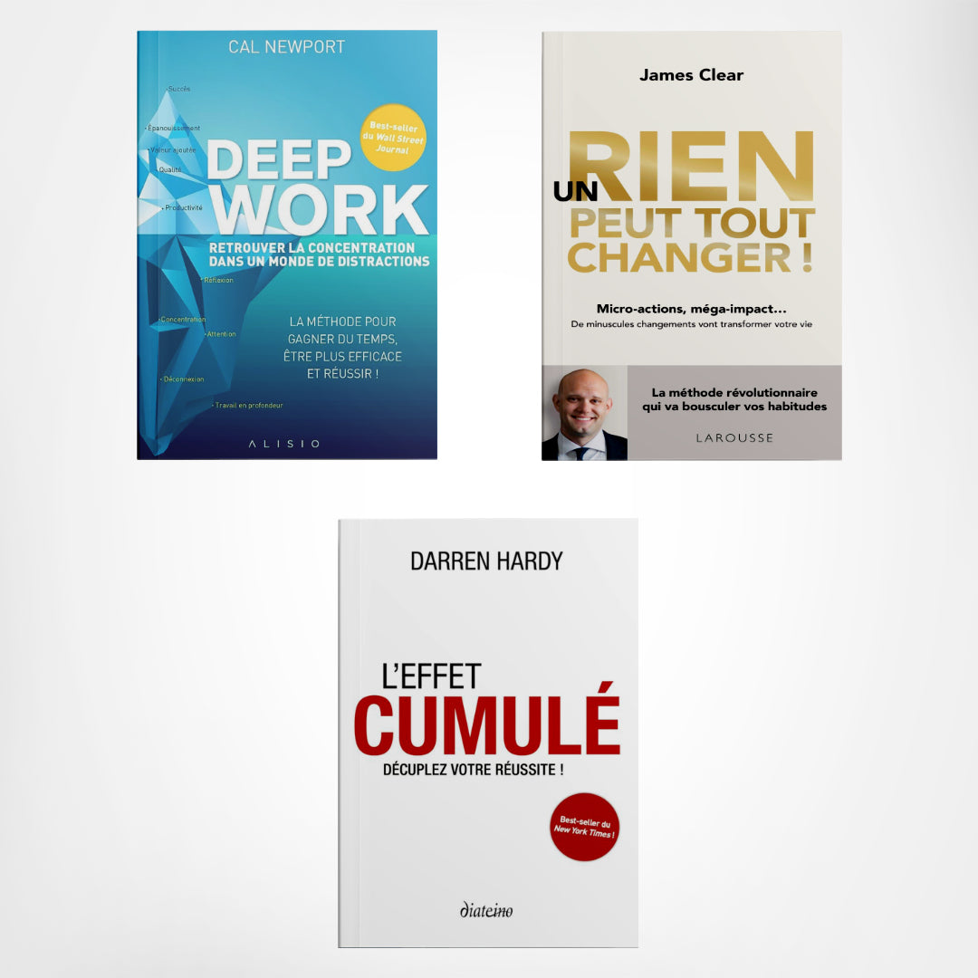 Pack de 3 livres pour entrepreneurs : Atomic habits, Deep Work, L'effet cummulé