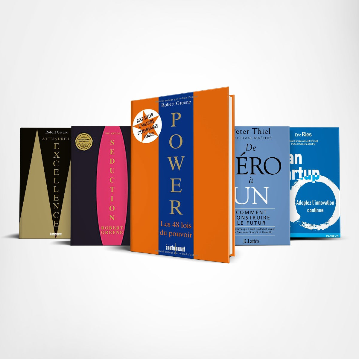 Pack 5 livres de stratégies de succès: 48 lois du pouvoir, L'Art de la Séduction, Excellence, De Zéro à Un, The Lean Startup