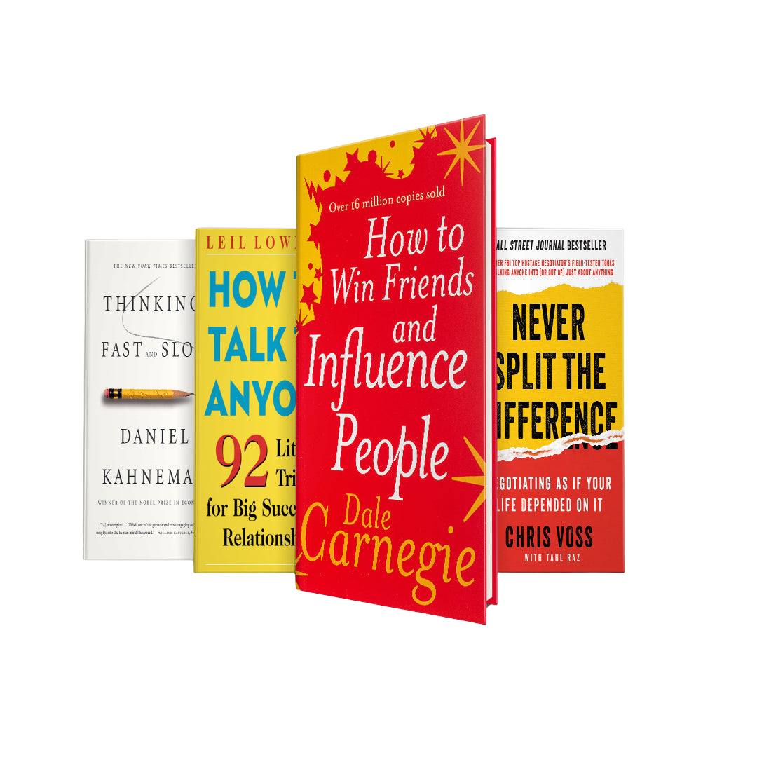 Self-help Book set : How to win friends and influence people, how to talk to anyone, thinking fast and slow, never split the difference