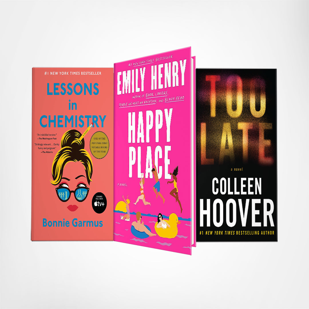 Romance 3 Book set: Too late, Happy place, Lessons in chemistry