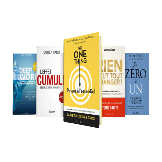 Pack 5 Livres pour entrepreneurs : Atomic habits, Zero to one, Deep Work, L'effet cummulé, The one thing  ( Version française)